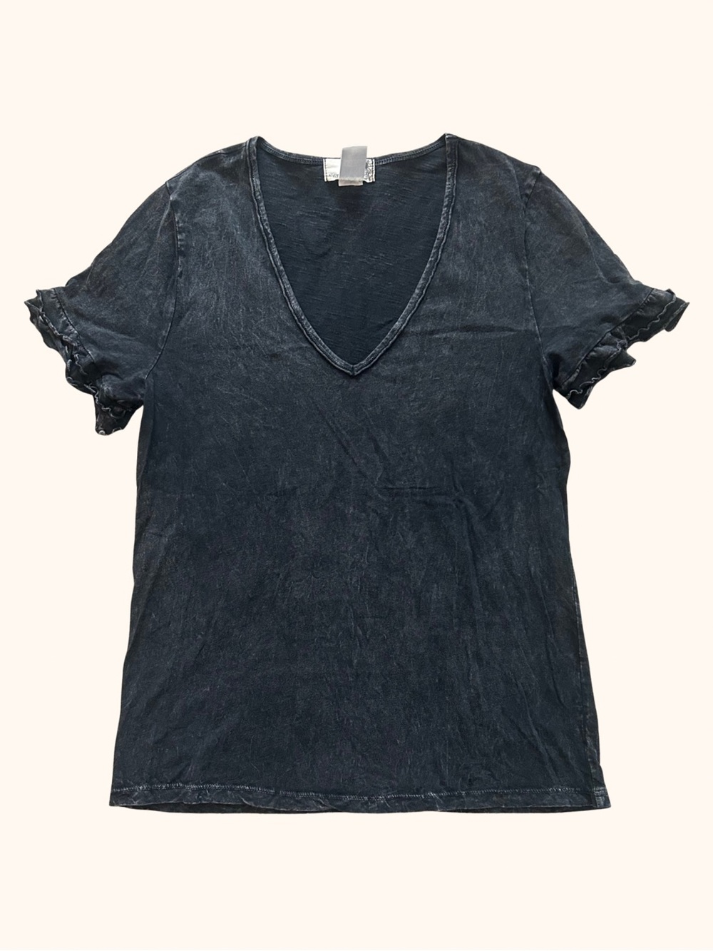 Anthropologie Everleigh short sleeve V-Neck Tee Size Small Charcoal Grey